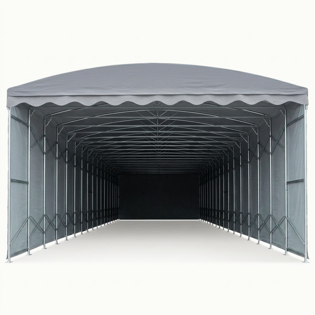 Carpa Plegable Industrial de PVC Impermeable • Tamaño Industrial 15x30 mts 450 m2 • Formato Techo + Laterales