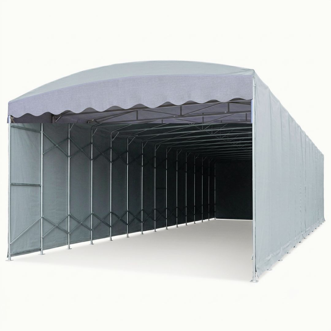 Carpa Plegable Industrial de PVC Impermeable • Tamaño Industrial 15x30 mts 450 m2 • Formato Techo + Laterales