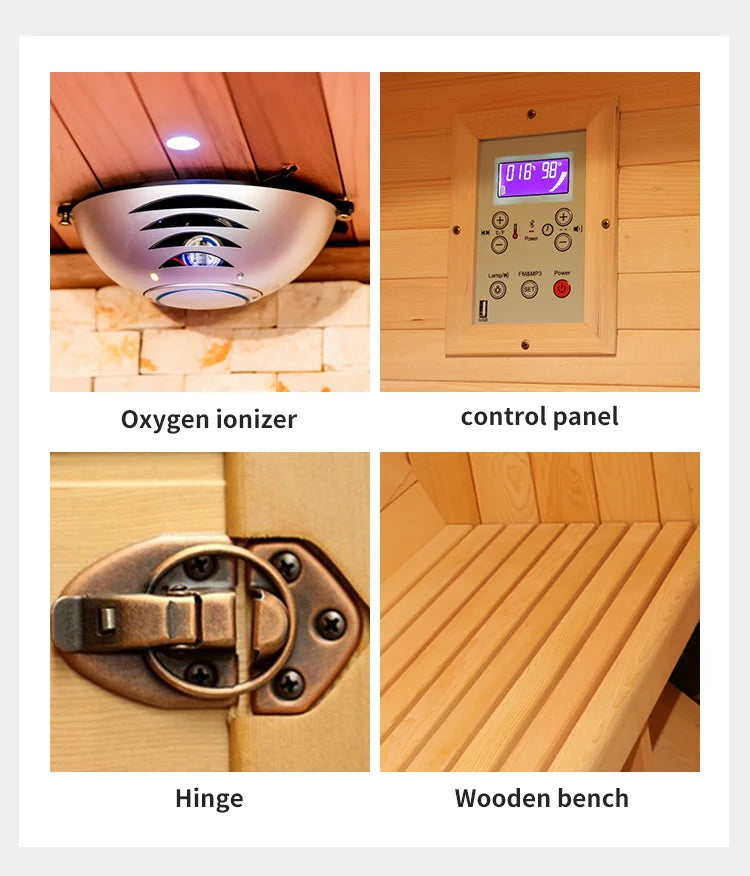 Cabina Sauna Infrarrojo • Una Persona • 90x90x190 cm • Panel de Control USB • Bluetooth