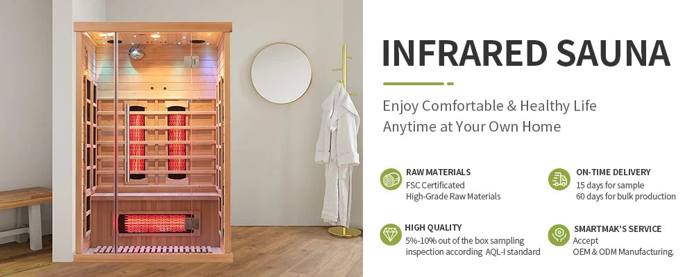 Cabina Sauna Infrarrojo • Una Persona • 90x90x190 cm • Panel de Control USB • Bluetooth