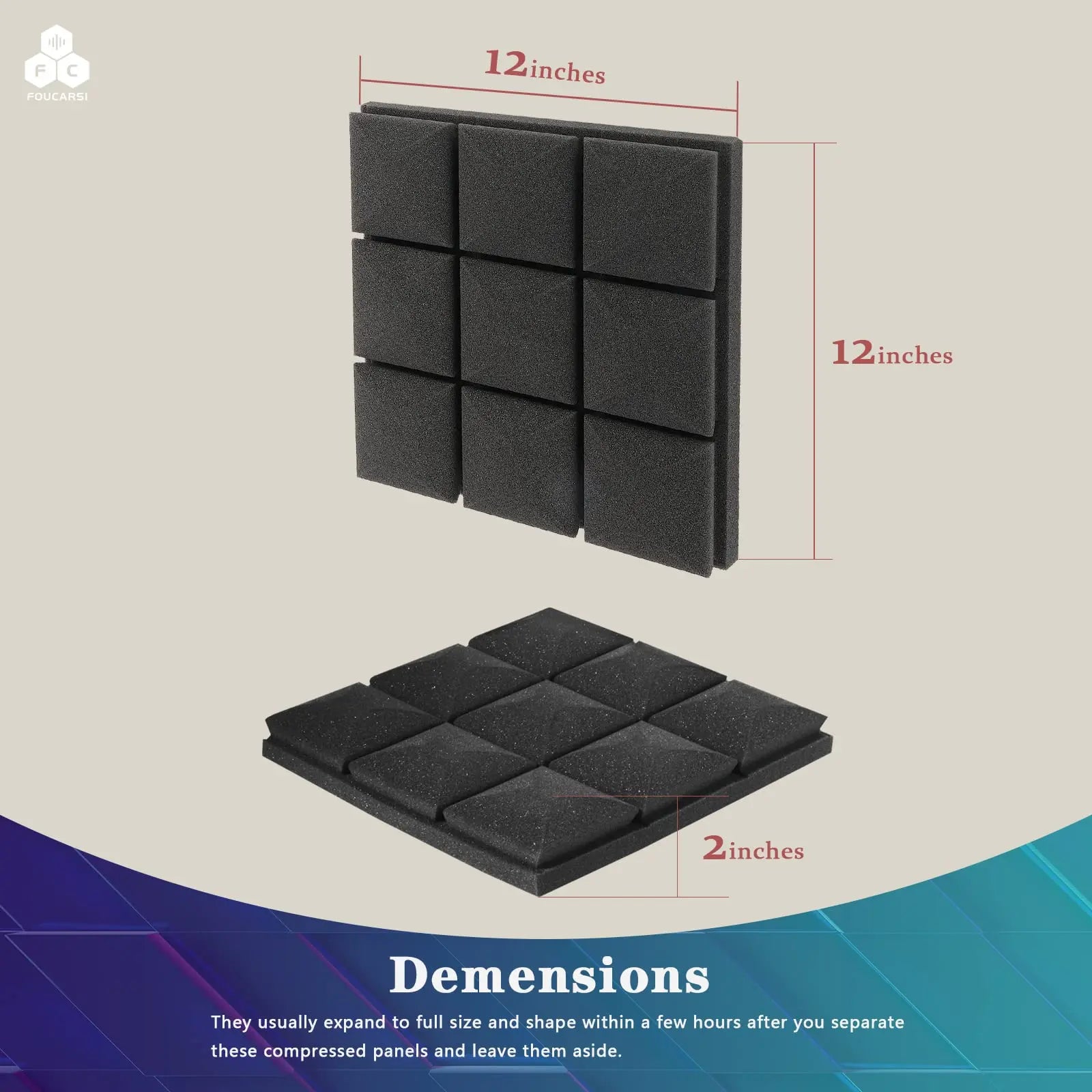 Panel Acústico Rombo • AutoAdhesivo • Pack X6 •  0.5 m2 • Negro