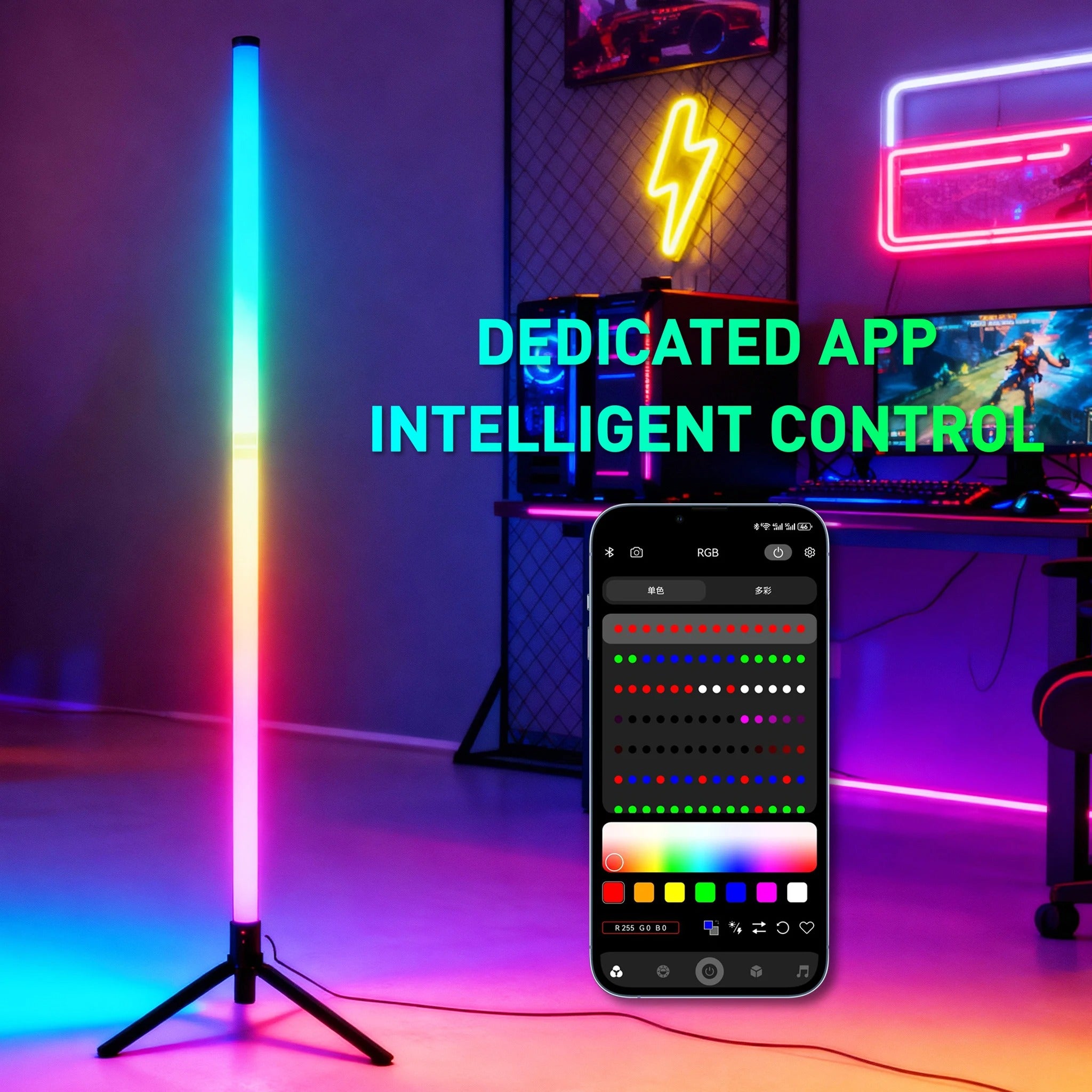 Lampara Led RGB  •  Pedestal Configurable  •  Pack Doble  •  1.1 mts altura