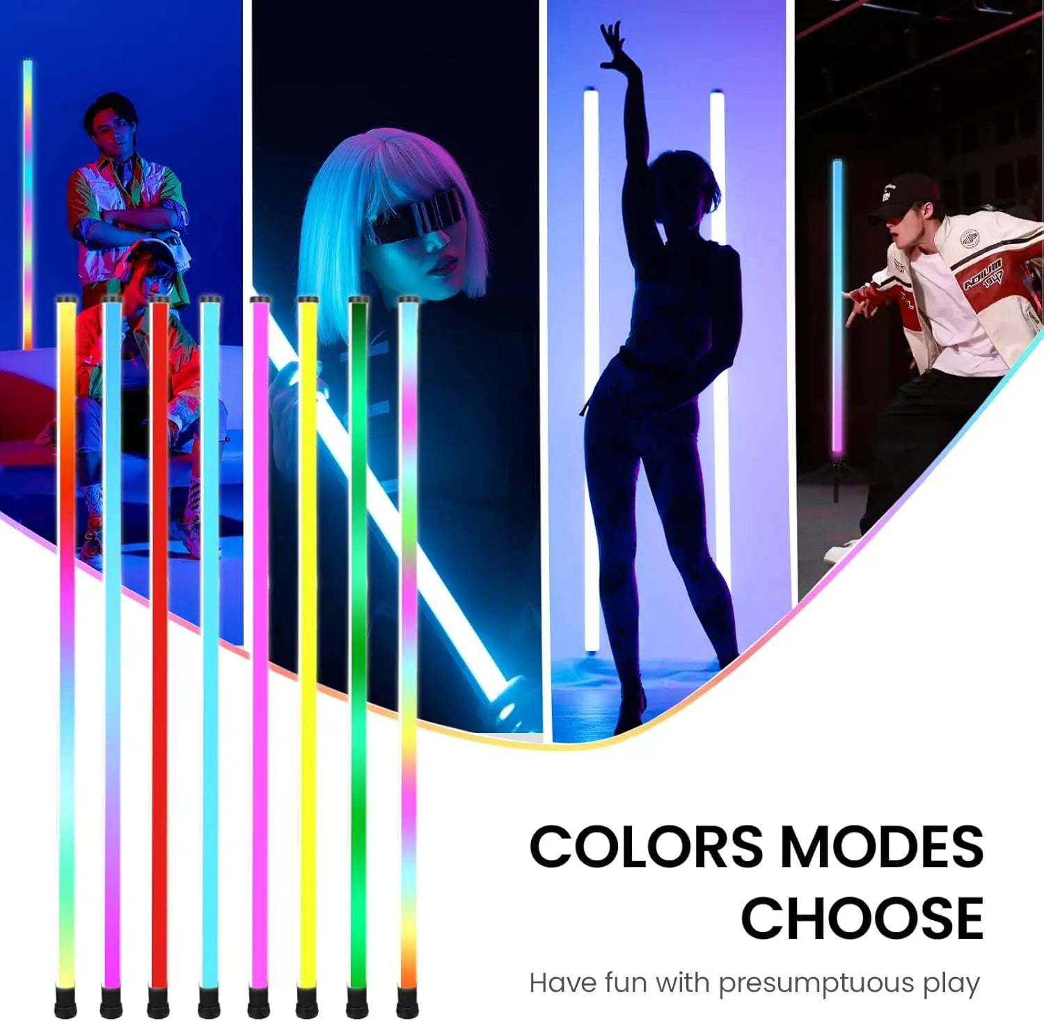 Lampara Led RGB  •  Pedestal Configurable  •  Pack Doble  •  1.1 mts altura