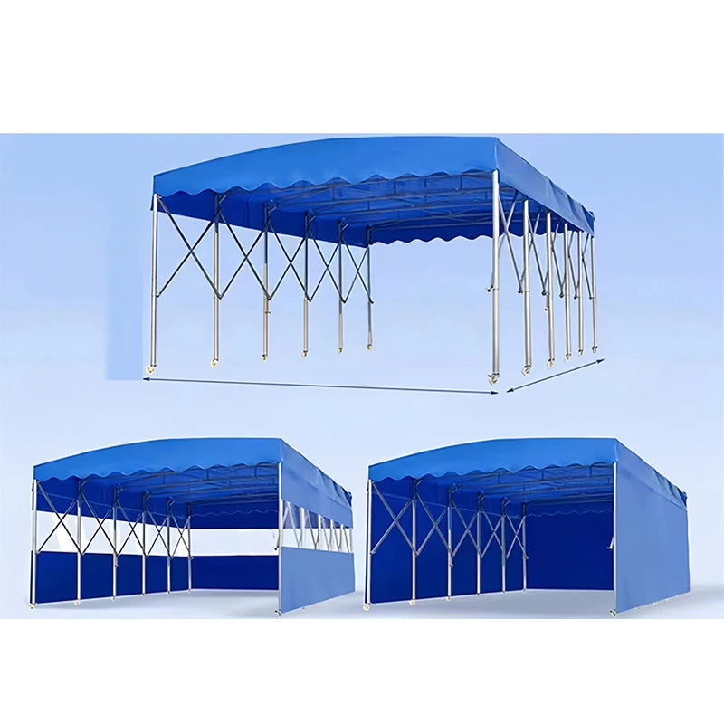 Carpa Plegable Industrial de PVC Impermeable • 4m ancho × 6m largo × 2,5m alt. hombro × 3,2m alt. cumbrera • Tamaño XS 24 m2 • Formato Solo Techo