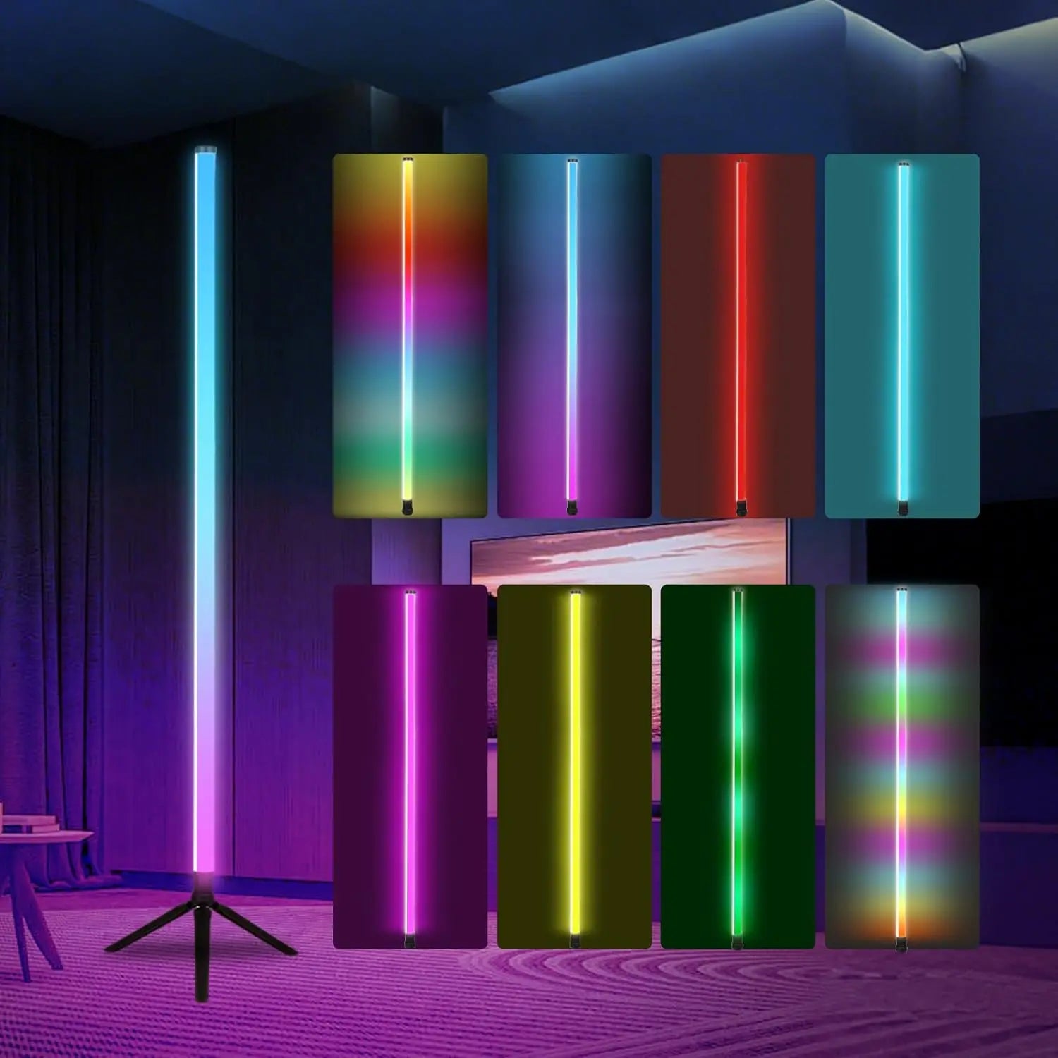 Lampara Led RGB  •  Pedestal Configurable  •  Pack Doble  •  1.1 mts altura