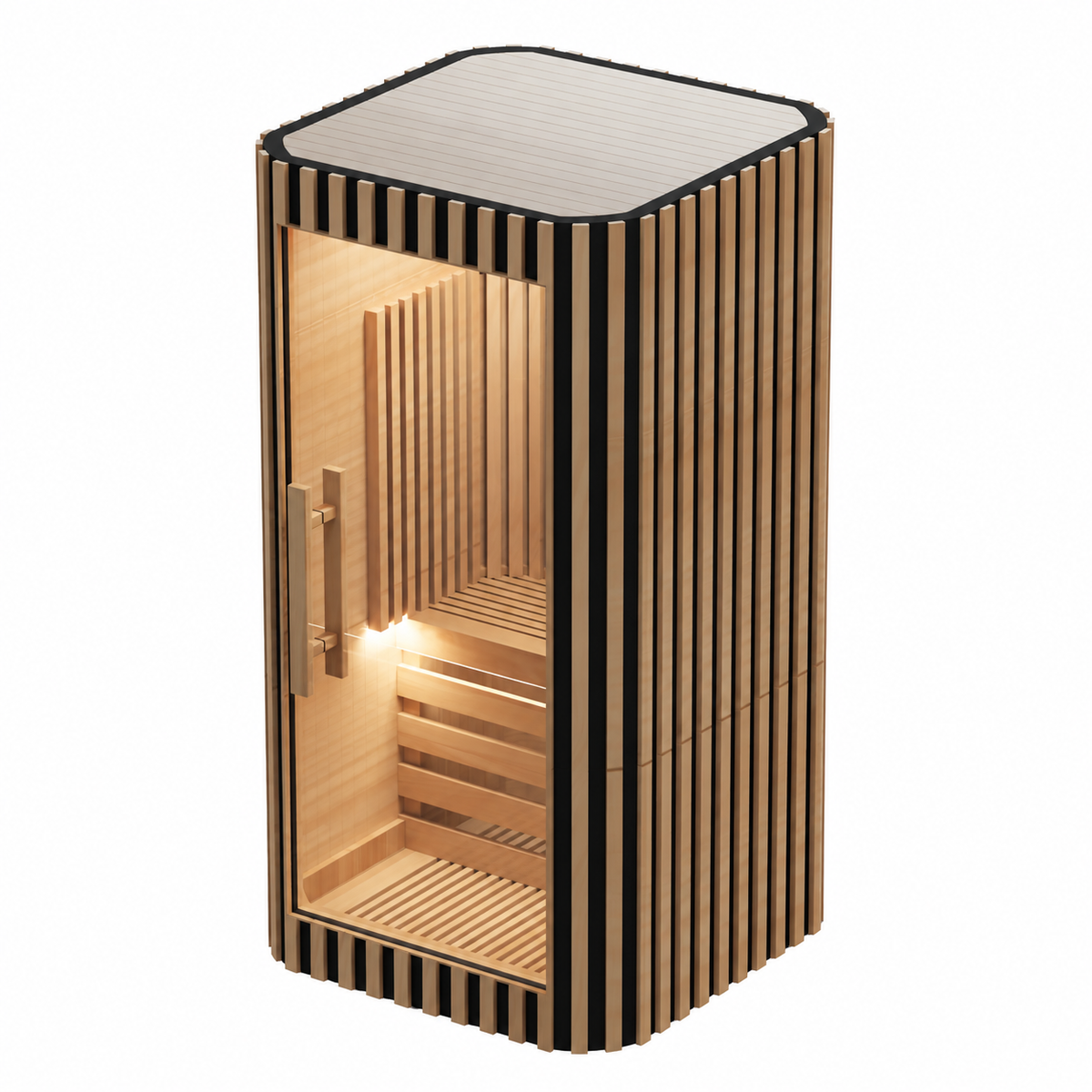 Sauna Infrarrojo • PREMIUM • 1 Persona • 90x90x190 cm • Panel de Control Digital • Sistema Audio Bluetooth • Luz Estelar 7 Colores • 1350W