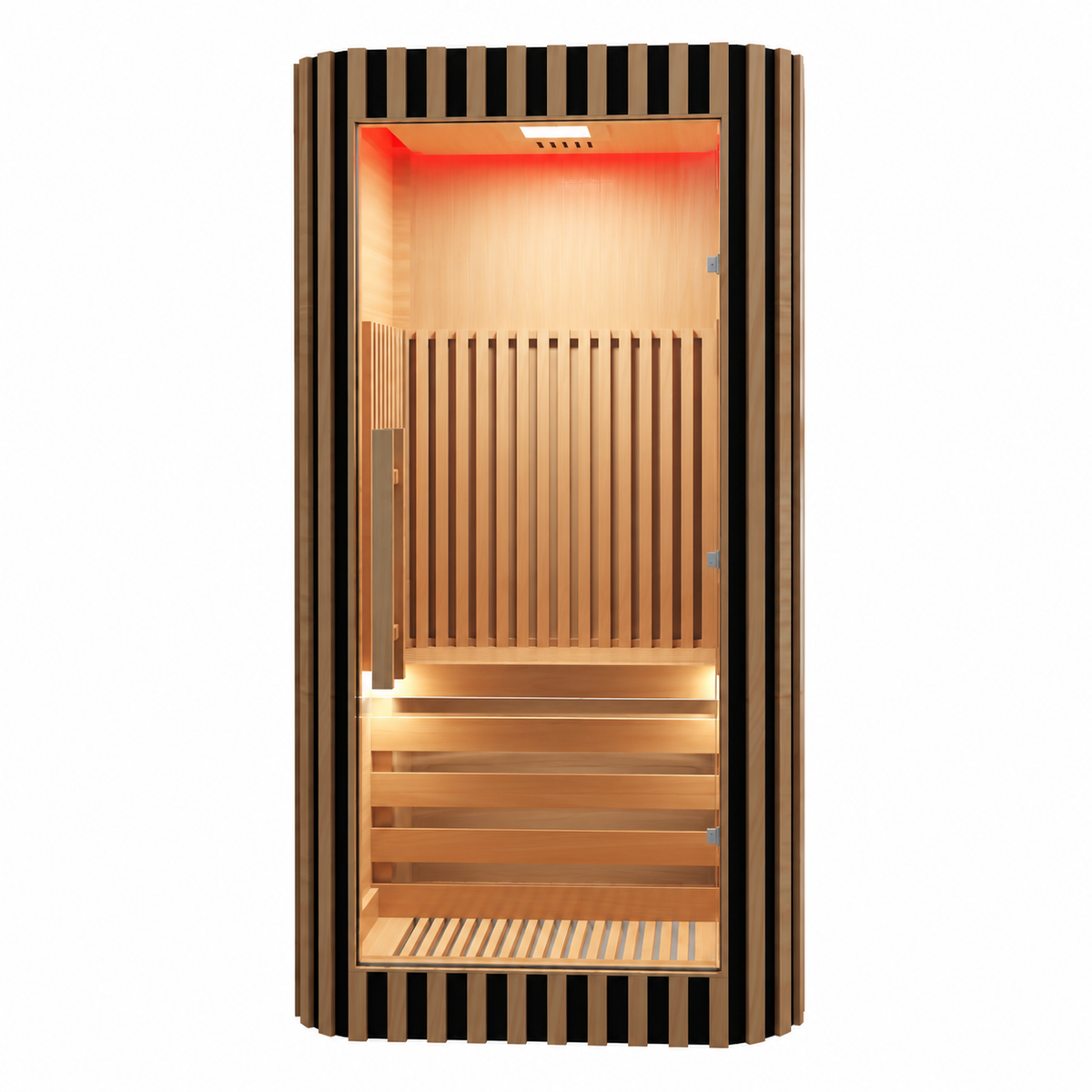 Sauna Infrarrojo • PREMIUM • 1 Persona • 90x90x190 cm • Panel de Control Digital • Sistema Audio Bluetooth • Luz Estelar 7 Colores • 1350W