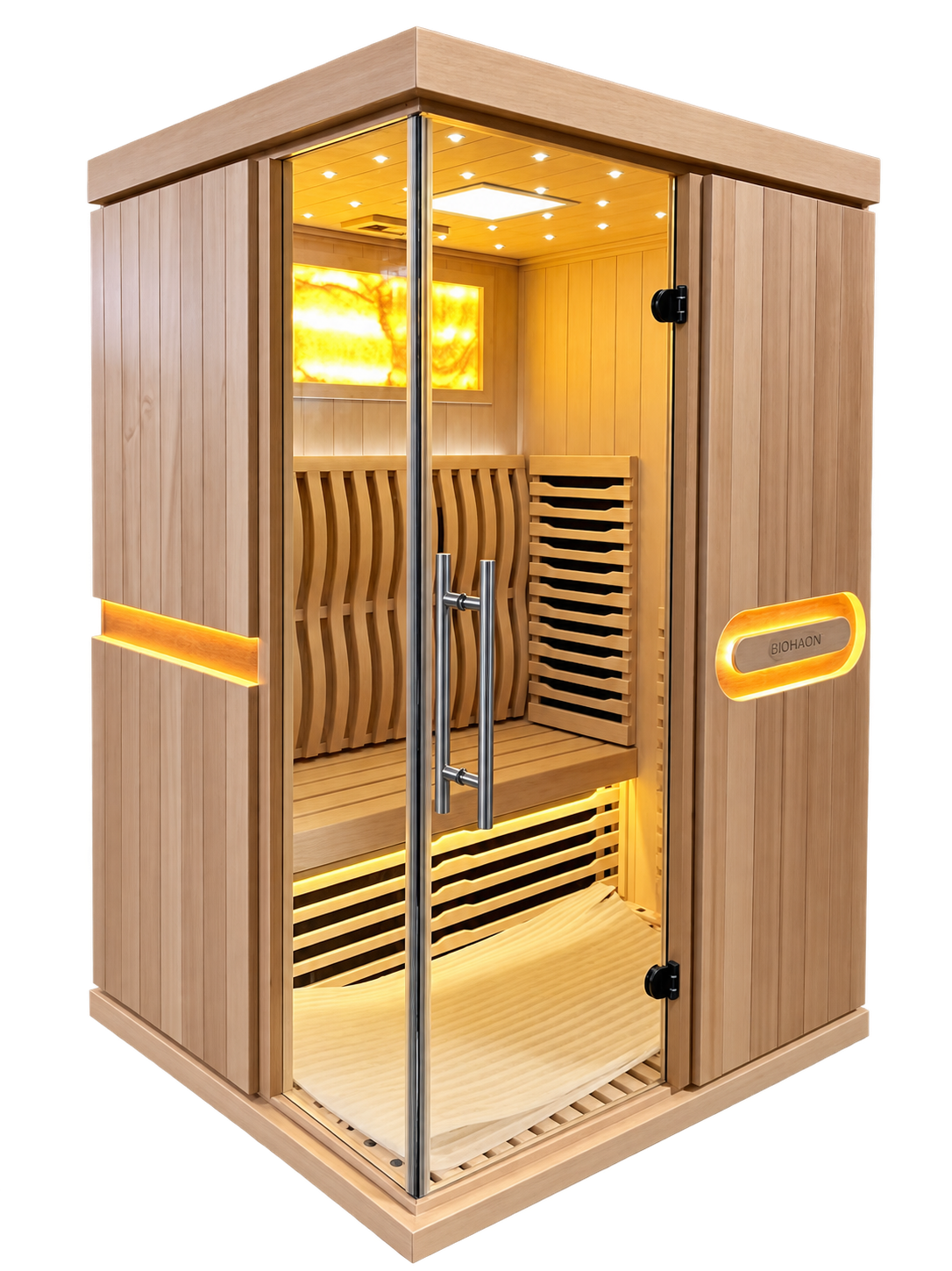 Sauna Infrarrojo • PREMIUM • 2 Personas • 130x120x190 cm • Panel de Control Digital • Sistema Audio Bluetooth • Luz RGB • 1750W